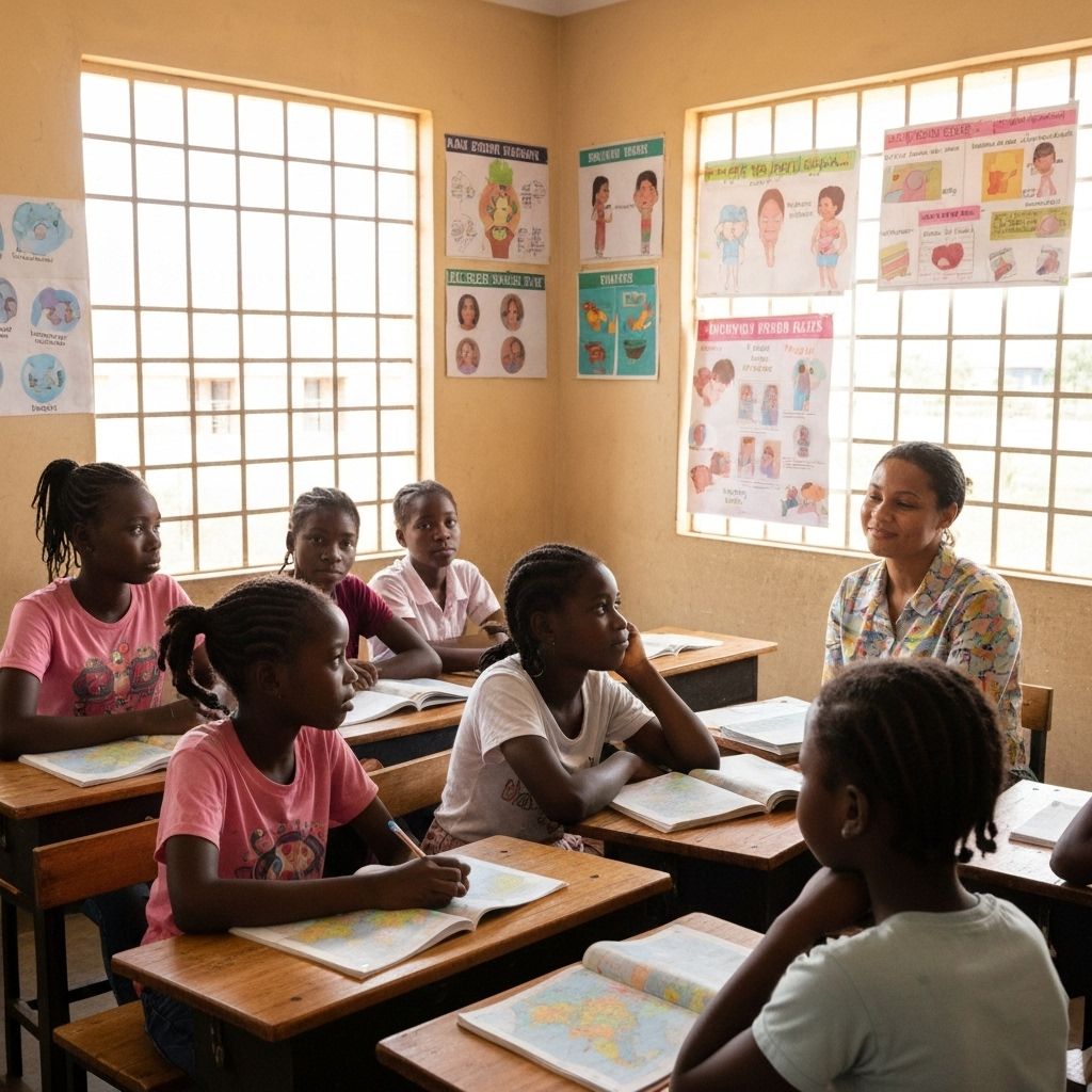 Girls participating in a health education session